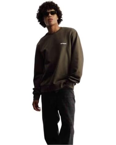 CARHARTT WIP SWEATSHIRT SCRIPT EMBROIDERY HOMEM VERDE MULTICOLOR