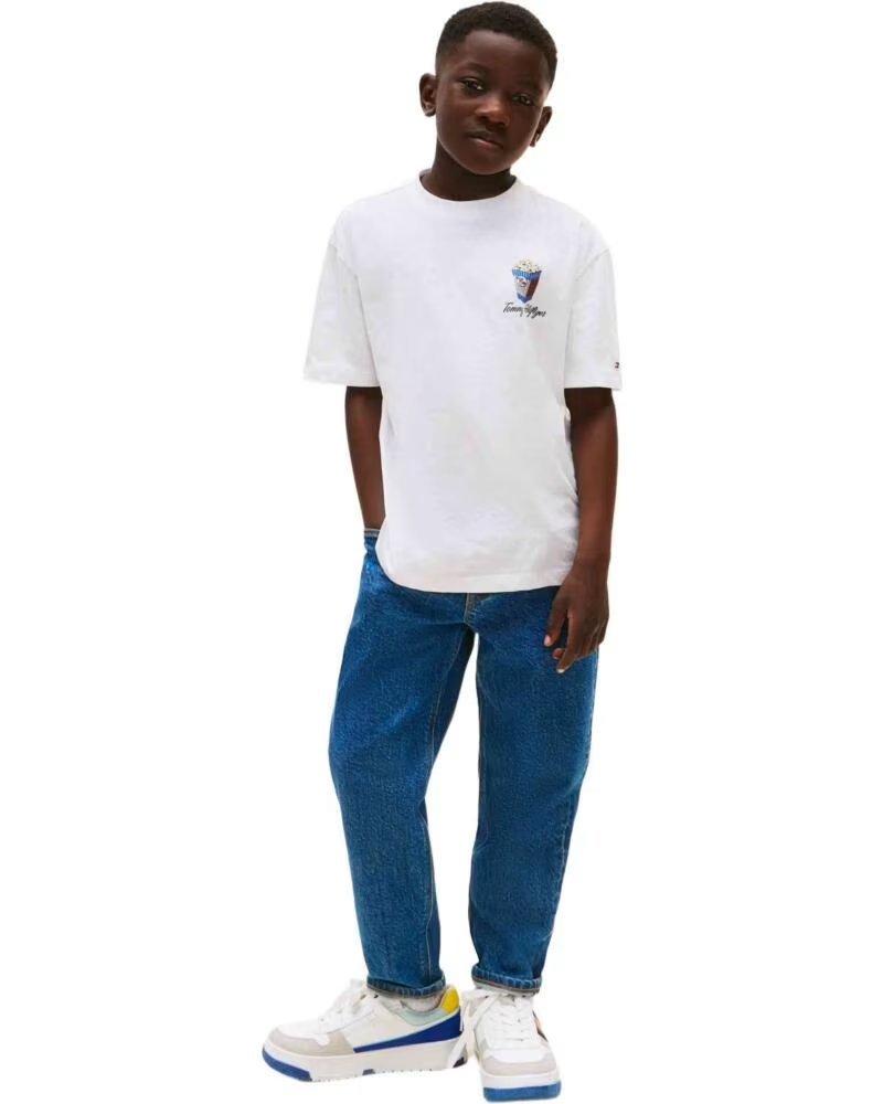 TOMMY HILFIGER KURZARM-T-SHIRT KB0KB09718YBR KINDER UNISEX BLANCO
