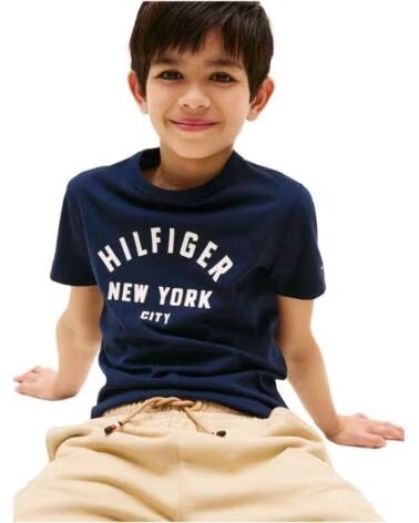 TOMMY HILFIGER KURZARM-T-SHIRT KB0KB09800C1G KINDER AZUL