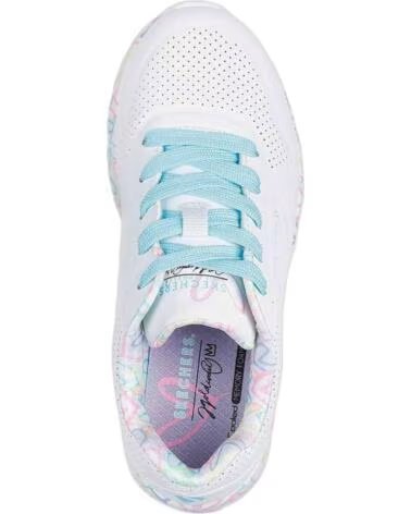 SKECHERS SNEAKER 314976LWPTQ KINDER UNISEX WEISS SYNTHETIK ROSA TÜRKIS WHITE SYNTHETIC-PINK-TURQUOISE TRIM