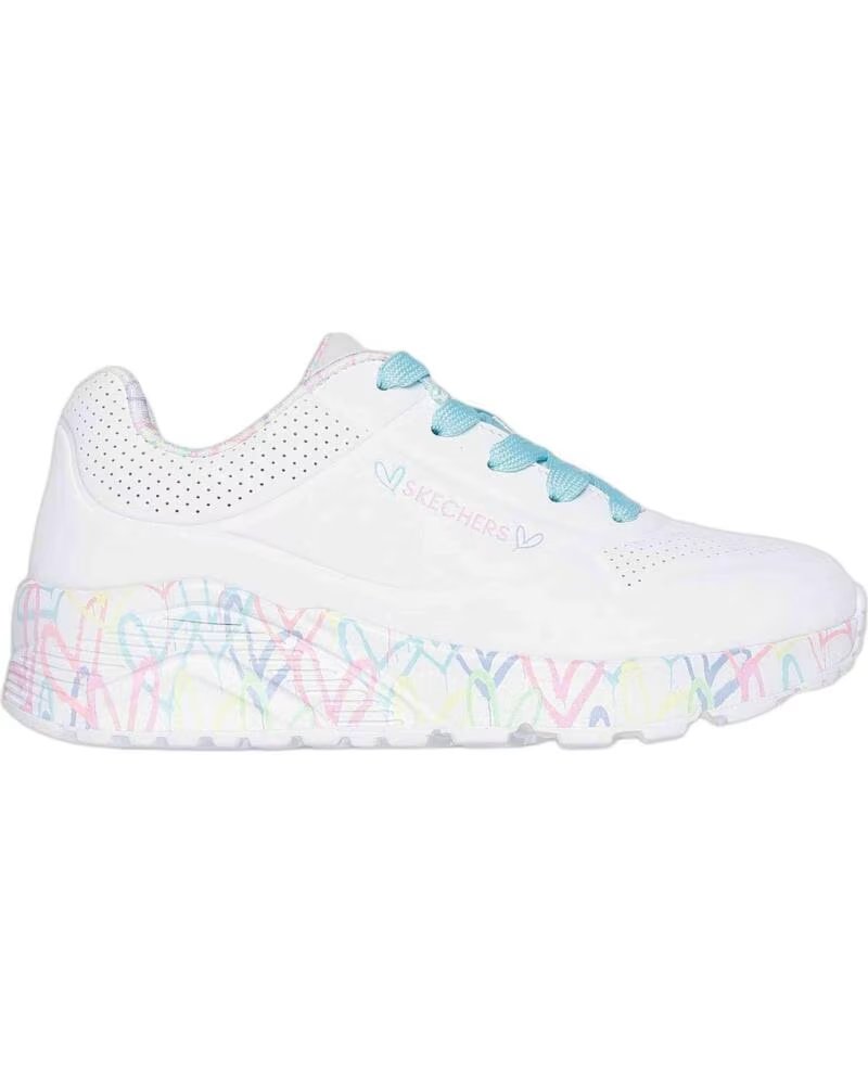 SKECHERS SNEAKER 314976LWPTQ KINDER UNISEX WEISS SYNTHETIK ROSA TÜRKIS WHITE SYNTHETIC-PINK-TURQUOISE TRIM