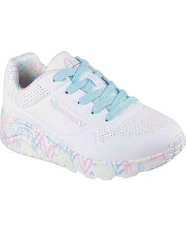 SKECHERS SNEAKER 314976LWPTQ KINDER UNISEX WEISS SYNTHETIK ROSA TÜRKIS WHITE SYNTHETIC-PINK-TURQUOISE TRIM