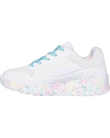 SKECHERS SNEAKER 314976LWPTQ KINDER UNISEX WEISS SYNTHETIK ROSA TÜRKIS WHITE SYNTHETIC-PINK-TURQUOISE TRIM