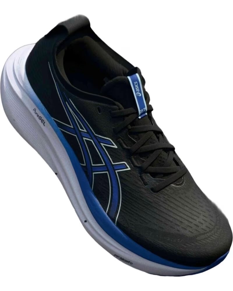 ASICS CHAUSSURES DE RUNNING GEL NIMBUS 27 NOIR-BLEU COBALT HOMME BLACK-DARK