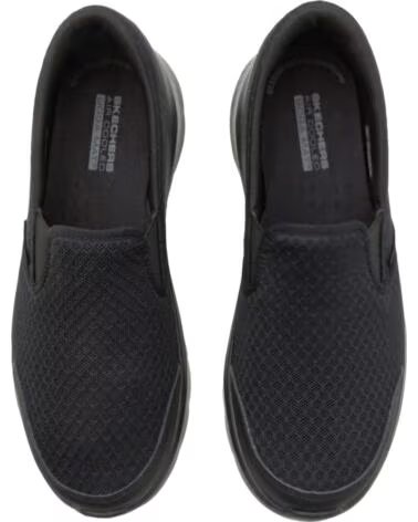 SKECHERS SLIPPER 216485-BBK FÜR HERREN BLACK TEXTILE-BLACK LEATHER TEXTILE-