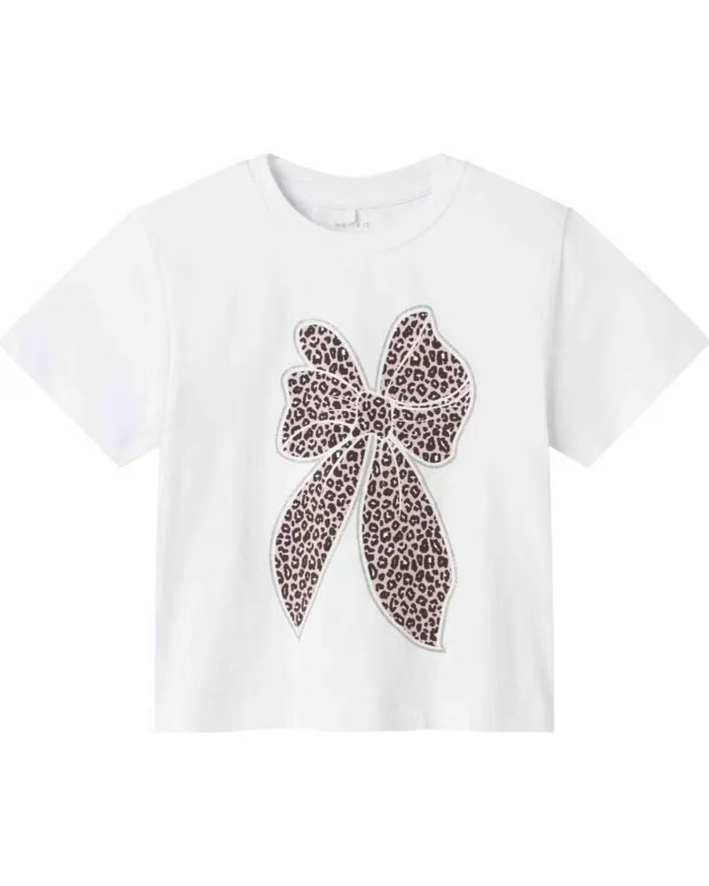 NAME IT T-SHIRT MANICA CORTA 13245691 STAMPA FIOCCO PER BAMBINI BLANCO