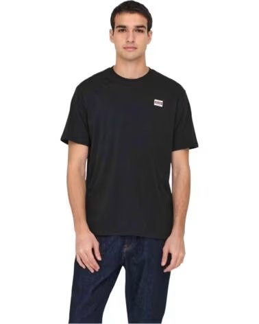 ONLY & SONS KURZARM T-SHIRT 22033190 JETBLACKLOGO HERREN NEGRO
