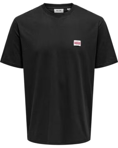 ONLY & SONS KURZARM T-SHIRT 22033190 JETBLACKLOGO HERREN NEGRO