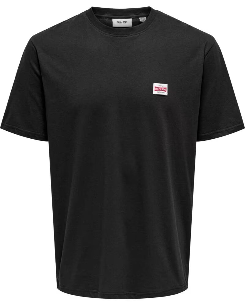 ONLY & SONS KURZARM T-SHIRT 22033190 JETBLACKLOGO HERREN NEGRO