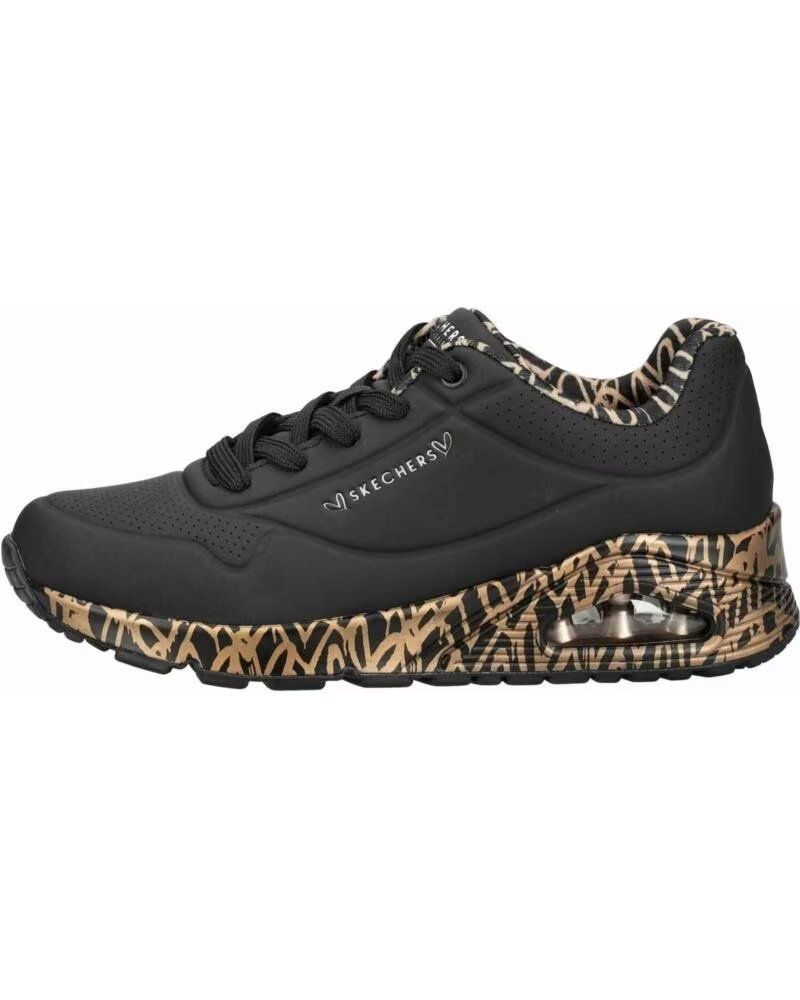 SKECHERS BASKETS 155506-BKRG NOIR FEMME BLACK DURABUCK- ROSE GOLD TRIM