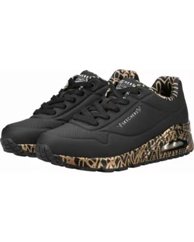 SKECHERS BASKETS 155506-BKRG NOIR FEMME BLACK DURABUCK- ROSE GOLD TRIM