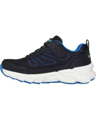 SKECHERS BASKETS WATERPROOF 406334L ENFANT UNISEXE NOIR BLEU BLACK SYNTHETIC - TEXTILE BLUE LIME TRIM