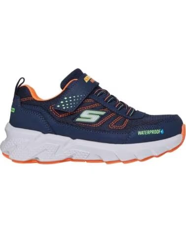 SKECHERS Zapatillas 406334L-Nvor en azul para ninos NAVY SYNTHETIC - TEXTILE - YELLOW ORANGE TRIM