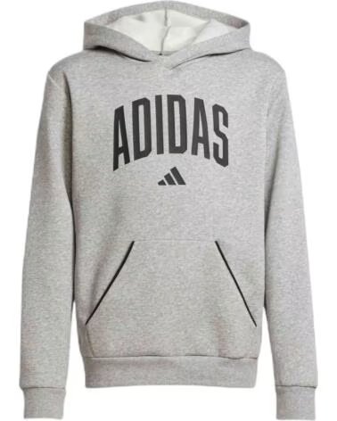 ADIDAS SWEATSHIRT COM CAPUZ JV7336 EM CINZA PARA CRIANÇAS UNISEXO MGREYH-BLACK