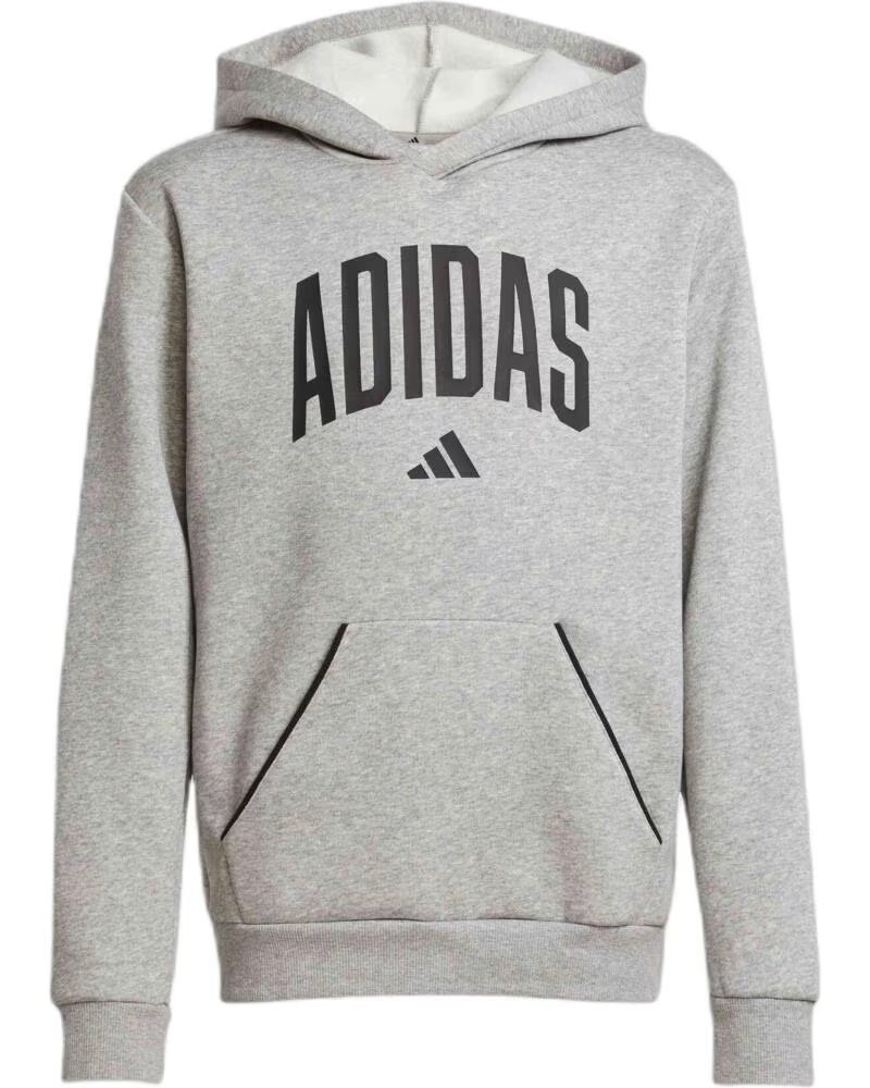 ADIDAS SWEATSHIRT COM CAPUZ JV7336 EM CINZA PARA CRIANÇAS UNISEXO MGREYH-BLACK