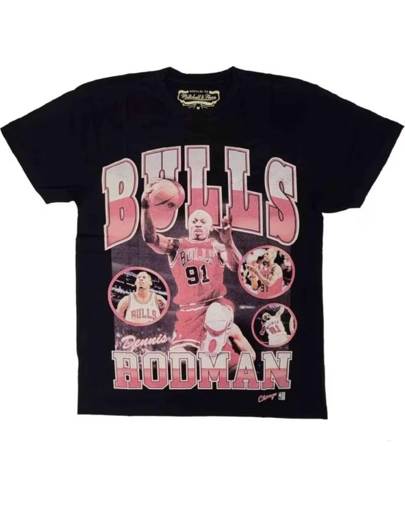 MITCHELL NESS KURZARM-T-SHIRT BMTRINTL1501-CBUBLCK SCHWARZ HERREN