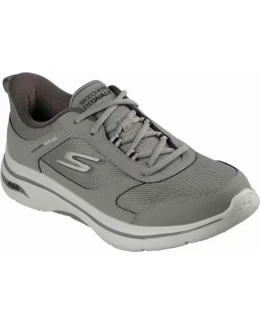 SKECHERS BASKETS 216650-KHK KHAKI LEATHER-TEXTILE POUR HOMME