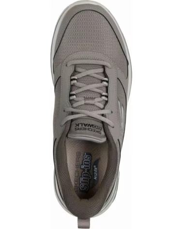 SKECHERS BASKETS 216650-KHK KHAKI LEATHER-TEXTILE POUR HOMME