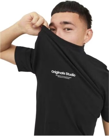 JACK AND JONES KURZARM T-SHIRT JORVESTERBRO 12240121 SCHWARZ HERREN MOONBEAN