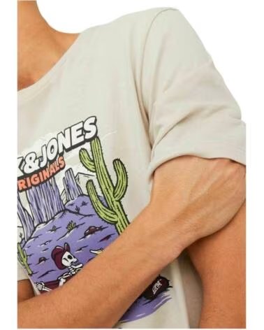 JACK & JONES T-SHIRT MANICA CORTA 12241950 BEIGE UOMO NAVY