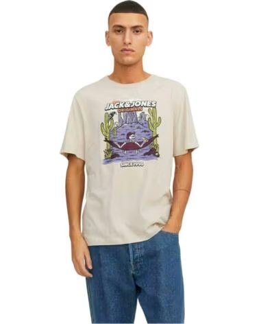 JACK & JONES T-SHIRT MANICA CORTA 12241950 BEIGE UOMO NAVY