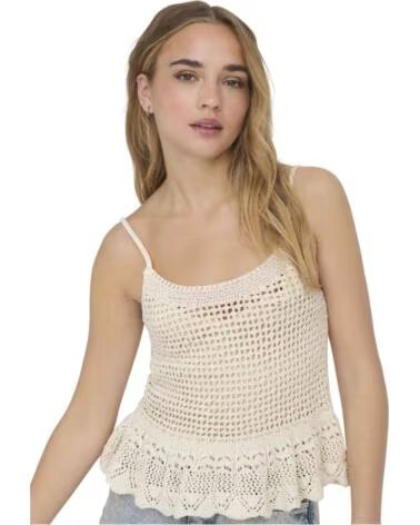 ONLY TOP EN MAILLE SANS MANCHES 15314781 CLOUD DANCER FEMME