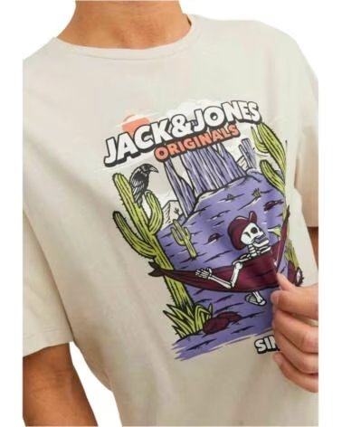 KURZARM-T-SHIRT JACK & JONES 12241950 BEIGE HERREN MOONBEAN