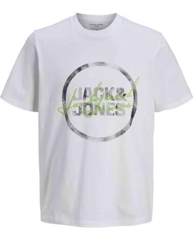 JACK AND JONES T-SHIRT MANICA CORTA JCOSCRIPT TEE SS CREW NECK DA UOMO BRIGHT WHITE