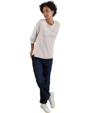STREET ONE Sudadera 322126 Long Sleeve Partprint en beige para mujer BEIGE