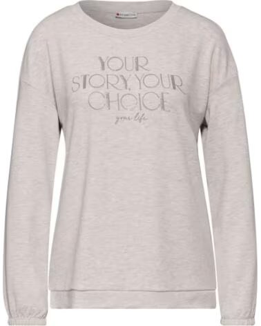 STREET ONE Sudadera 322126 Long Sleeve Partprint en beige para mujer BEIGE