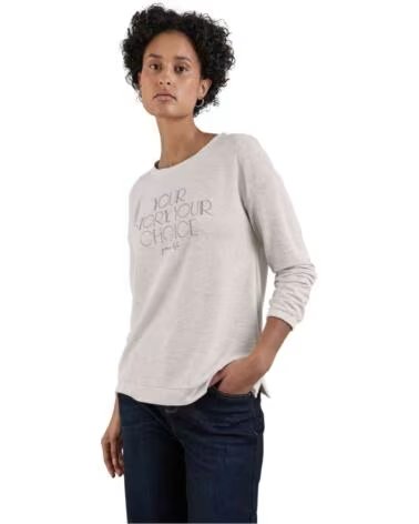 STREET ONE Sudadera 322126 Long Sleeve Partprint en beige para mujer BEIGE