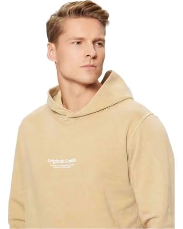 JACK AND JONES KAPUZENPULLOVER JORVESTEBRO WASH SWEAT HOOD BEIGE HERREN HUMUS