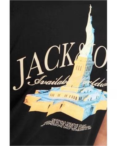 JACK AND JONES KURZARMSHIRT JORBOSTON PHOTO TEE SS CREW NE BLACK