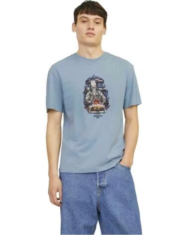 JACK AND JONES T-SHIRT A MANICA CORTA JACKJONES 12262491 IN BLU DA UOMO TROOPER