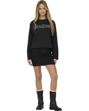 ONLY T-SHIRT À MANCHES LONGUES 15344084 AVEC IMPRIMÉ IMAGINE BLACK