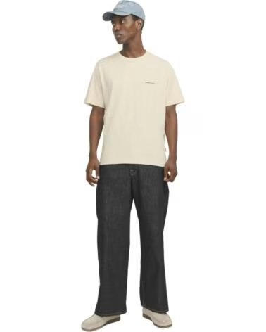 JACK AND JONES MAGLIETTA MANICA CORTA 12272996 BEIGE UOMO BRIGHT WHITE