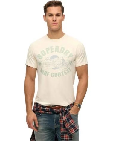 SUPERDRY Camiseta De Manga Corta M1012134A-22C en beige para hombre CREAM WHITE