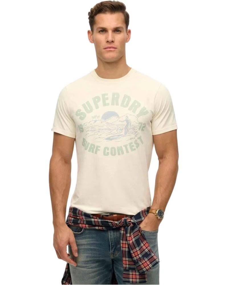 SUPERDRY Camiseta De Manga Corta M1012134A-22C en beige para hombre CREAM WHITE