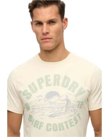 SUPERDRY Camiseta De Manga Corta M1012134A-22C en beige para hombre CREAM WHITE
