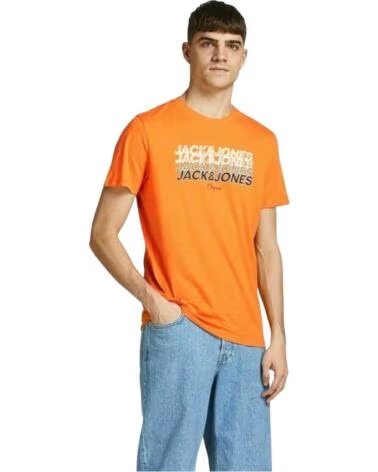 JACK AND JONES T-SHIRT A MANICA CORTA JACKJONES 12205503 ARANCIONE DA UOMO ORANGE