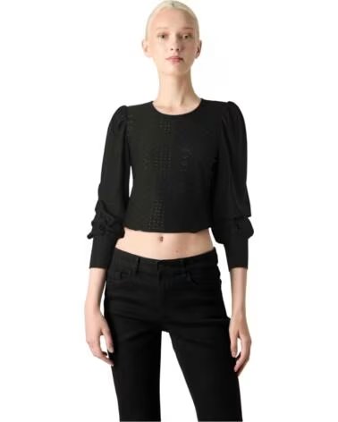 ONLY TOP 15328203 À MANCHES LONGUES ET DÉTAILS PERFORÉS BLACK