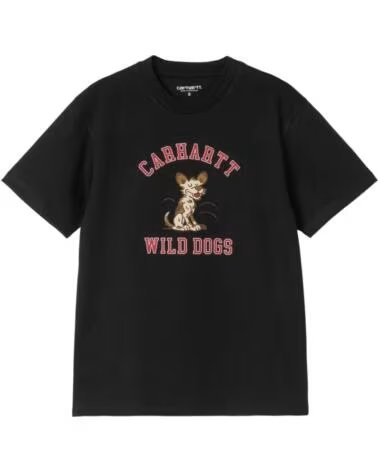 CARHARTT WIP MAGLIETTA MANICA CORTA I035487-89XX WILD DOGS NERO DONNA BLACK