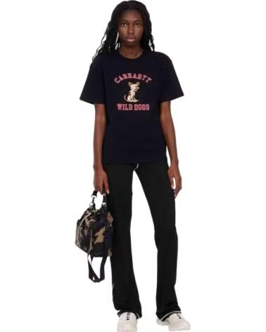 CARHARTT WIP T-SHIRT MANCHES COURTES I035487-89XX WILD DOGS NOIR FEMME BLACK