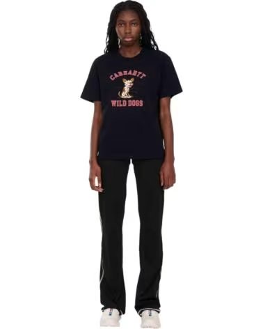 CARHARTT WIP T-SHIRT MANCHES COURTES I035487-89XX WILD DOGS NOIR FEMME BLACK