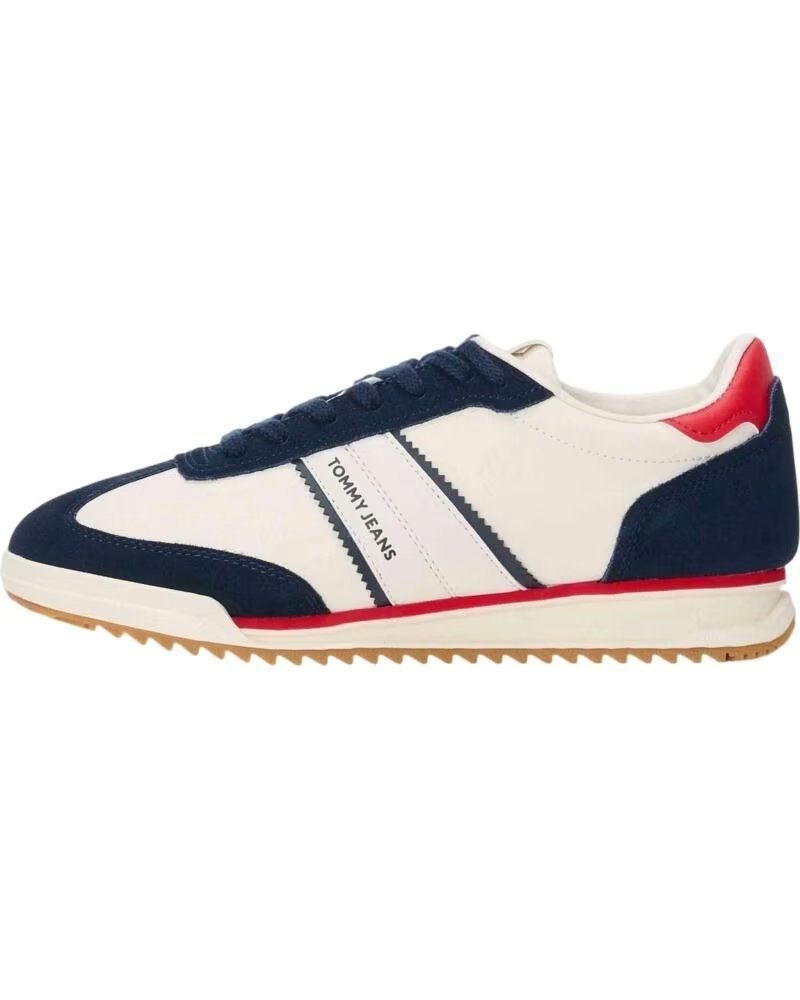 TOMMY JEANS SCARPE SNEAKERS UOMO EM0EM01619-0GZ BIANCO BLU BLANCO-AZUL