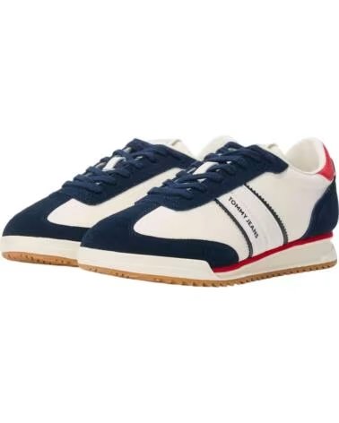 TOMMY JEANS SCARPE SNEAKERS UOMO EM0EM01619-0GZ BIANCO BLU BLANCO-AZUL