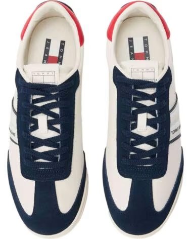 TOMMY JEANS SCARPE SNEAKERS UOMO EM0EM01619-0GZ BIANCO BLU BLANCO-AZUL