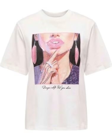 ONLY MAGLIETTA A MANICHE CORTE 15363474-LIPS DA DONNA BLANCA