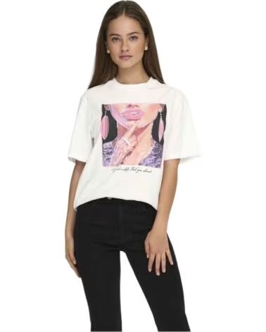 ONLY MAGLIETTA A MANICHE CORTE 15363474-LIPS DA DONNA BLANCA