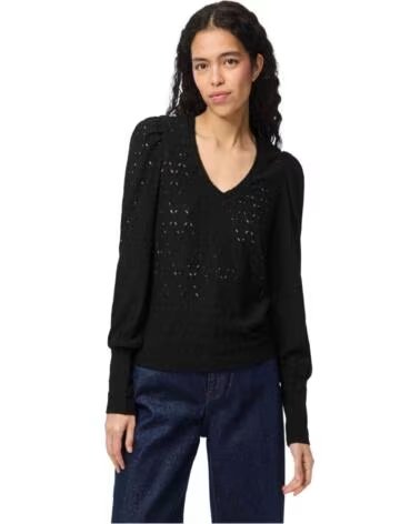 PIECES BLUSA 17120347 MANGA LARGA CUELLO EN V BLACK